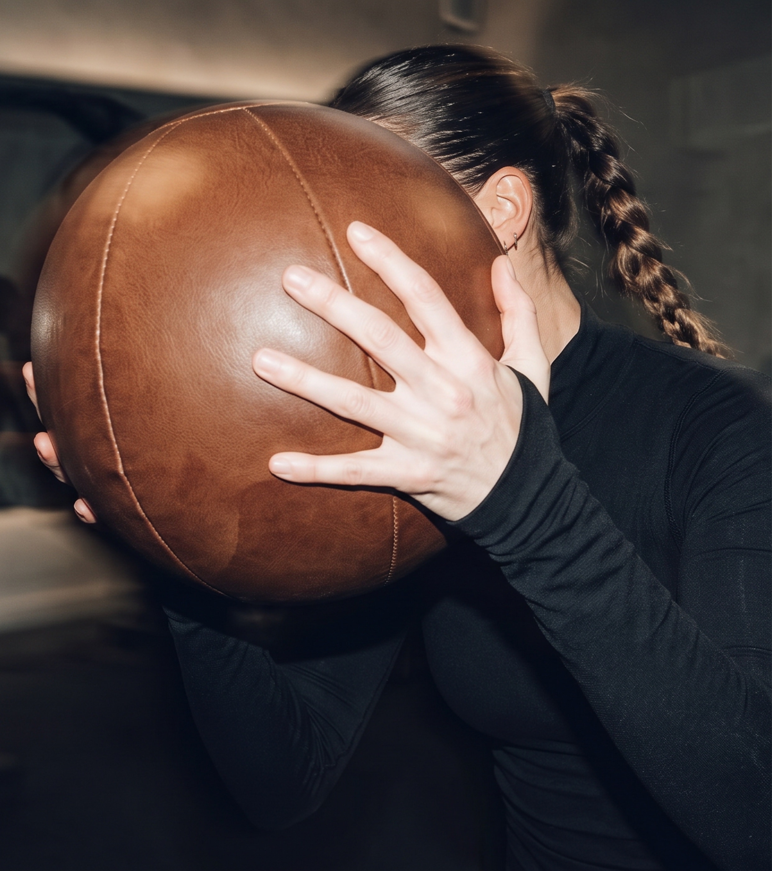 Member holding a medicine ball during training